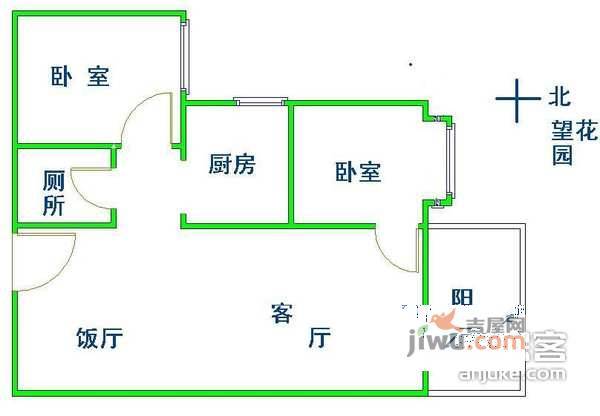 黄岐第一城2室1厅1卫68㎡户型图