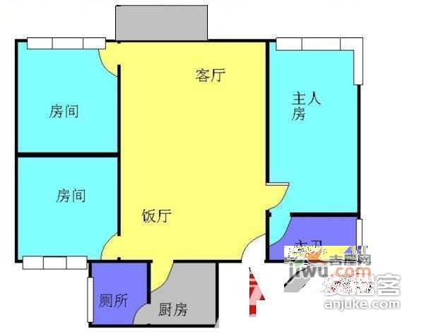 黄岐第一城2室1厅1卫68㎡户型图