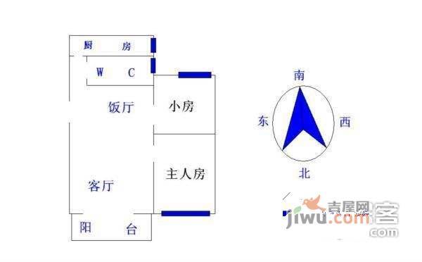 黄岐第一城2室1厅1卫68㎡户型图