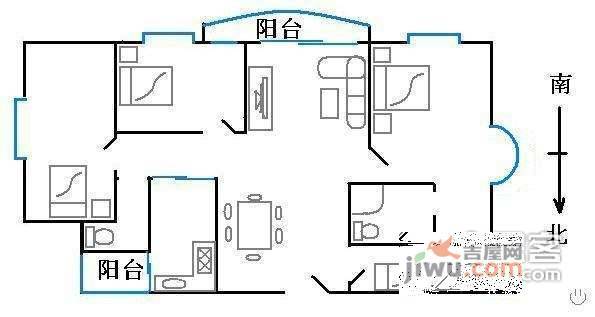 玫瑰园山水居2室2厅1卫户型图