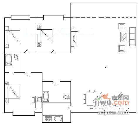 丽日华庭3室2厅2卫130㎡户型图