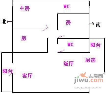 世纪名轩3室1厅1卫90㎡户型图