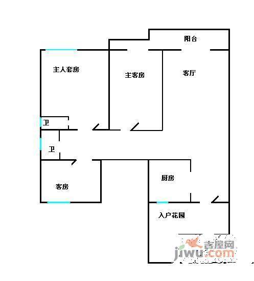 德润花园3室2厅2卫130㎡户型图