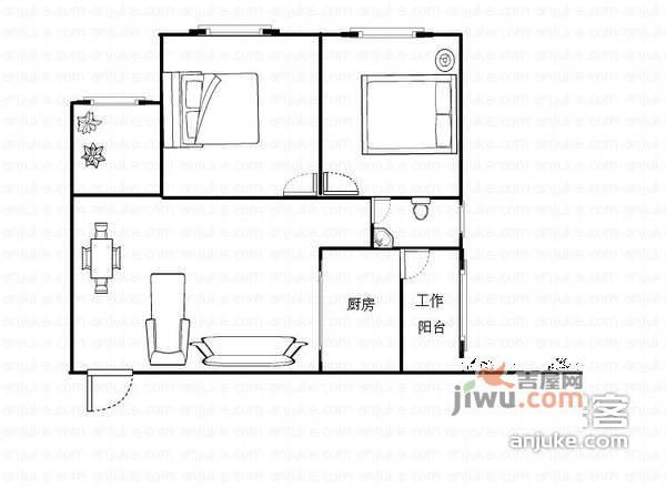 沙面新城2室1厅1卫83㎡户型图