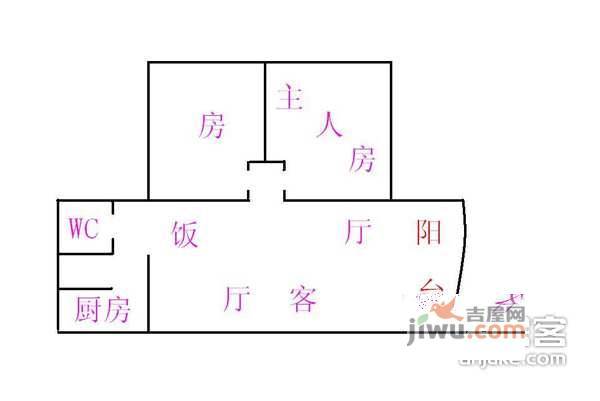 沙面新城2室2厅1卫80㎡户型图