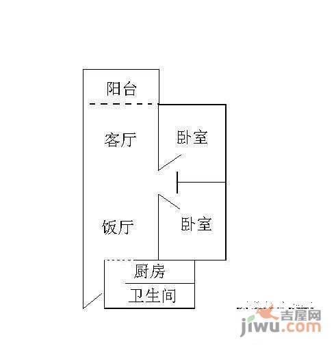 珠江半岛花园2室2厅1卫74㎡户型图