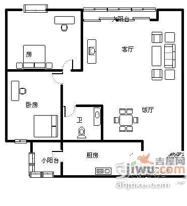 华逸豪庭2室1厅1卫户型图