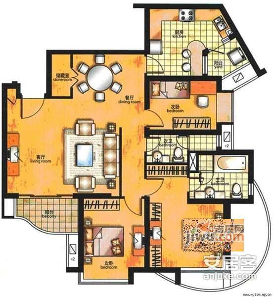 锦绣华庭4室2厅2卫200㎡户型图