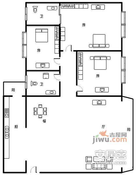 锦绣华庭2室2厅1卫83㎡户型图