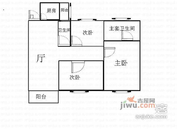 皇朝广场3室2厅2卫115㎡户型图