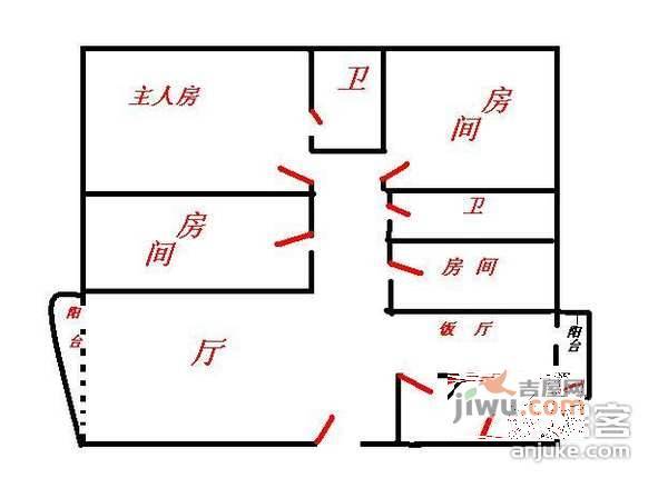 汇银奥林匹克花园3室2厅2卫143㎡户型图