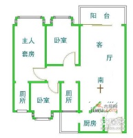 中南花园3室2厅1卫155㎡户型图