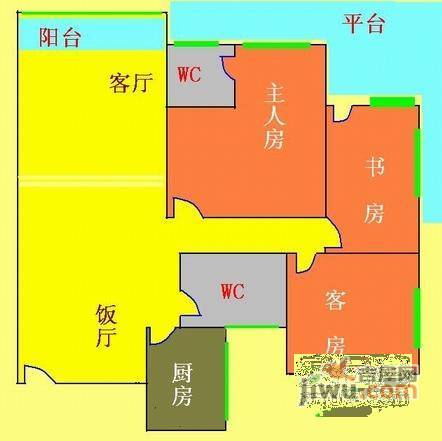 碧翠豪城3室2厅2卫147㎡户型图