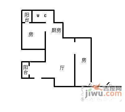 慧港国际2室1厅1卫户型图