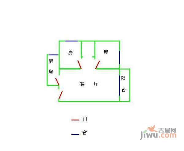 河畔花园2室1厅1卫76㎡户型图