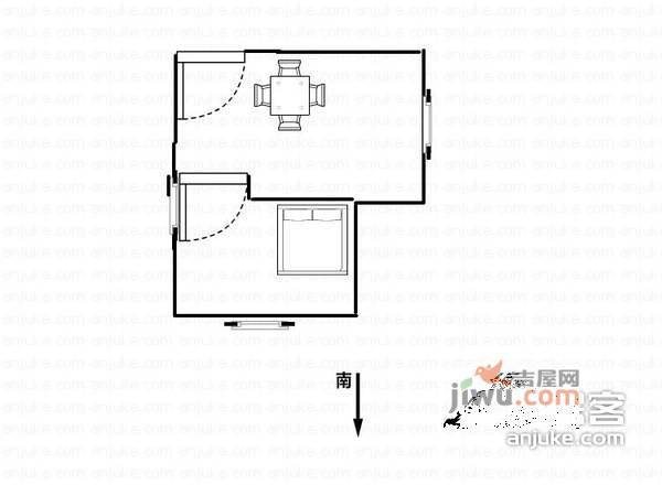 怡翠花园1室1厅1卫63㎡户型图