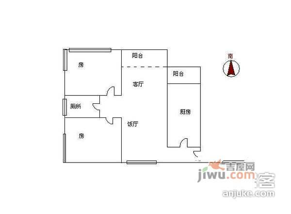 东汇名苑2室1厅1卫74㎡户型图