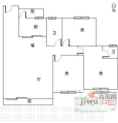 汇银城市花园3室2厅2卫143㎡户型图