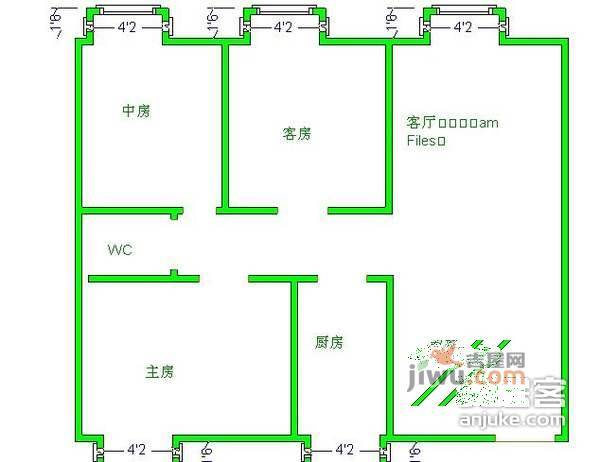 汇银城市花园3室2厅1卫124㎡户型图