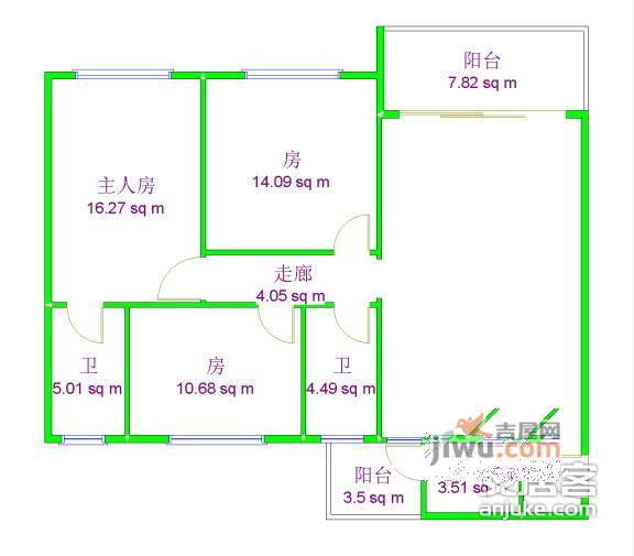 碧海湾3室2厅2卫138㎡户型图