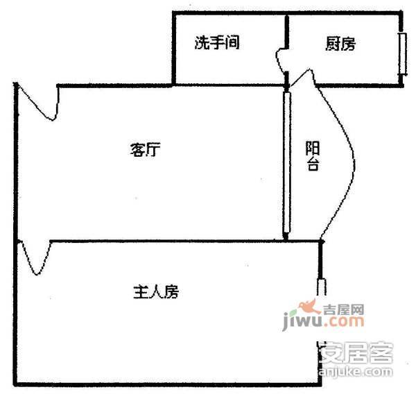 名雅花园1室1厅1卫40㎡户型图