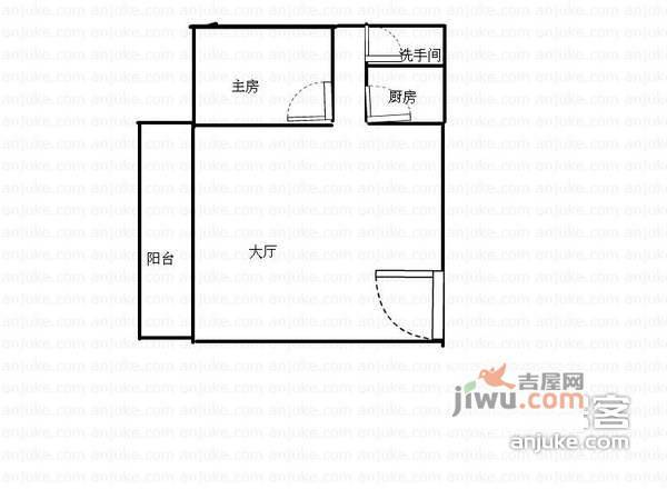 名雅花园1室1厅1卫40㎡户型图