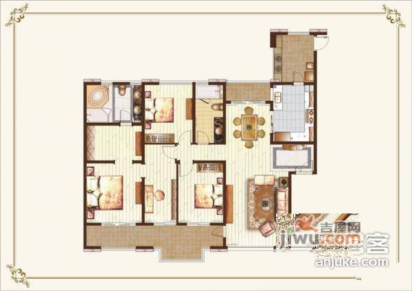 万科金色家园4室2厅2卫180㎡户型图