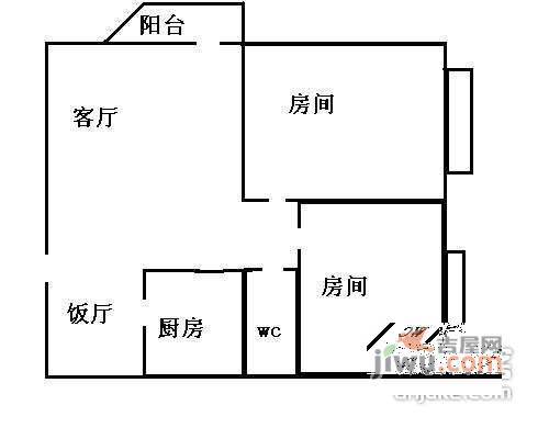 惠景城3室2厅1卫105㎡户型图