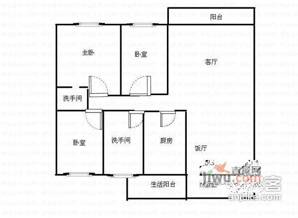 旭景豪庭3室2厅2卫115㎡户型图