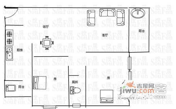 旭景豪庭3室1厅1卫86㎡户型图