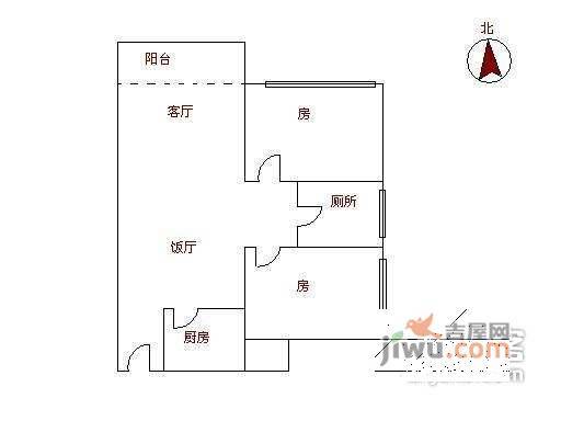 湖畔湾豪庭一期2室2厅1卫78㎡户型图