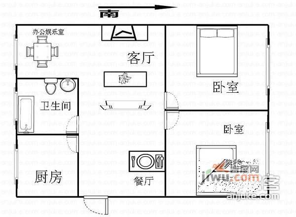 春漪园2室2厅1卫94㎡户型图