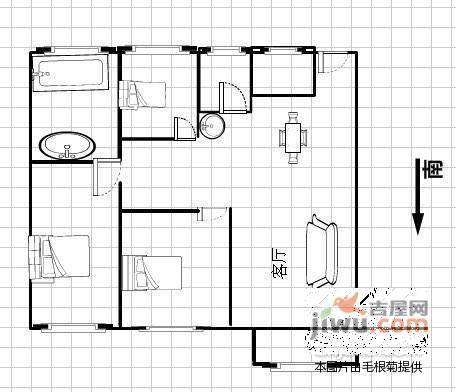 大唐花苑北区2室2厅1卫88㎡户型图