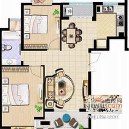 田林苑2室2厅1卫户型图