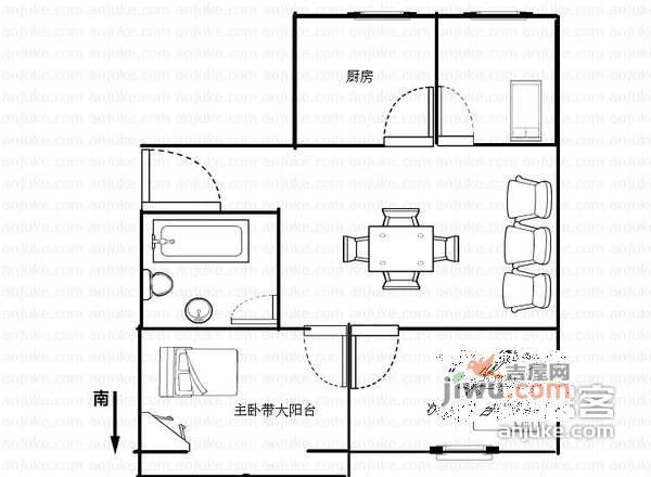 锦华园3室1厅1卫户型图