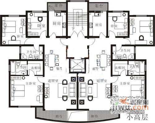 尚城国际花园3室2厅2卫户型图