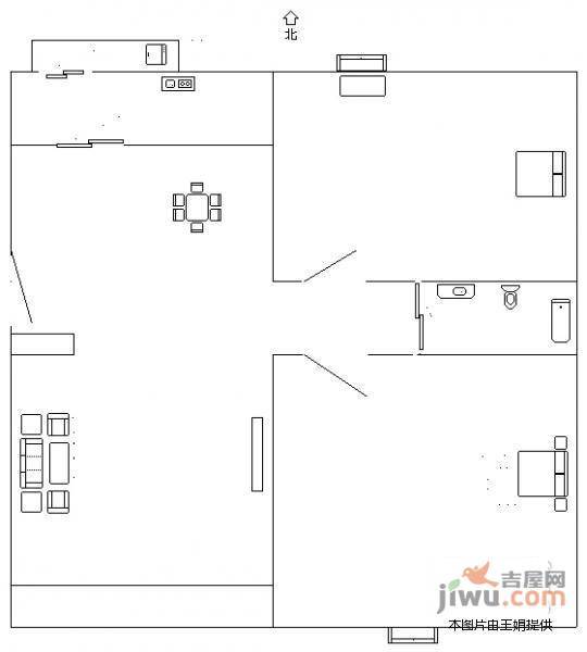 水岸花园2室2厅1卫95㎡户型图