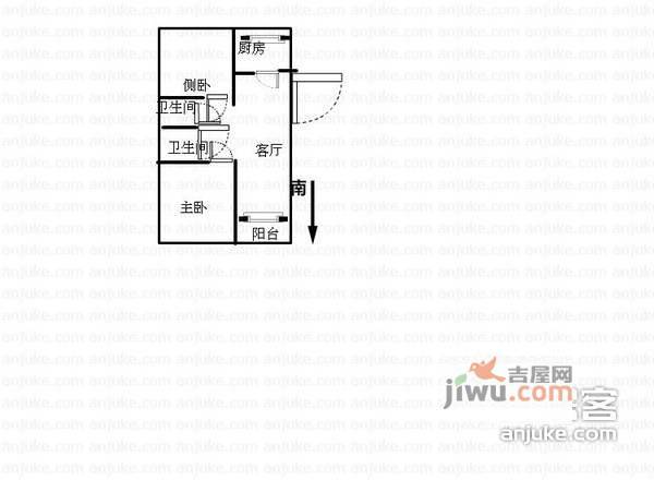 新城翡翠湾2室2厅2卫户型图