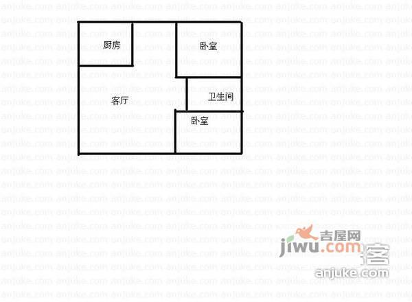 绿地21城合欢园2室1厅1卫88㎡户型图